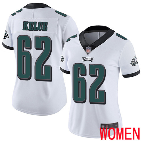 Women Philadelphia Eagles #62 Jason Kelce White Vapor Untouchable NFL Jersey Limited Player Football